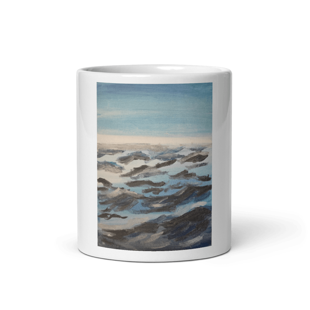 Ocean Waves Glossy Mug | 15oz with Printed Handpainted Art - M.P.Art