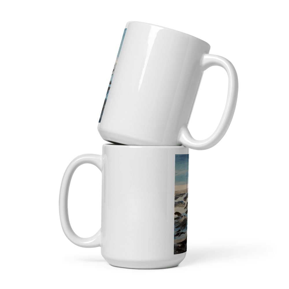Ocean Waves Glossy Mug | 15oz with Printed Handpainted Art - M.P.Art