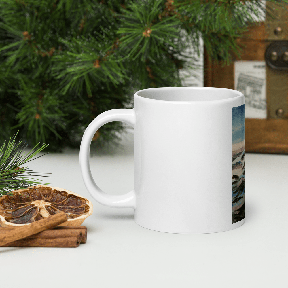 Ocean Waves Glossy Mug | 15oz with Printed Handpainted Art - M.P.Art