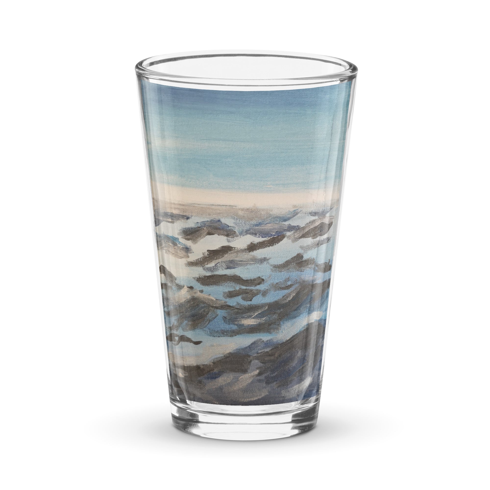 Ocean Waves Pint Glass | 16oz with Printed Handpainted Art - M.P.Art