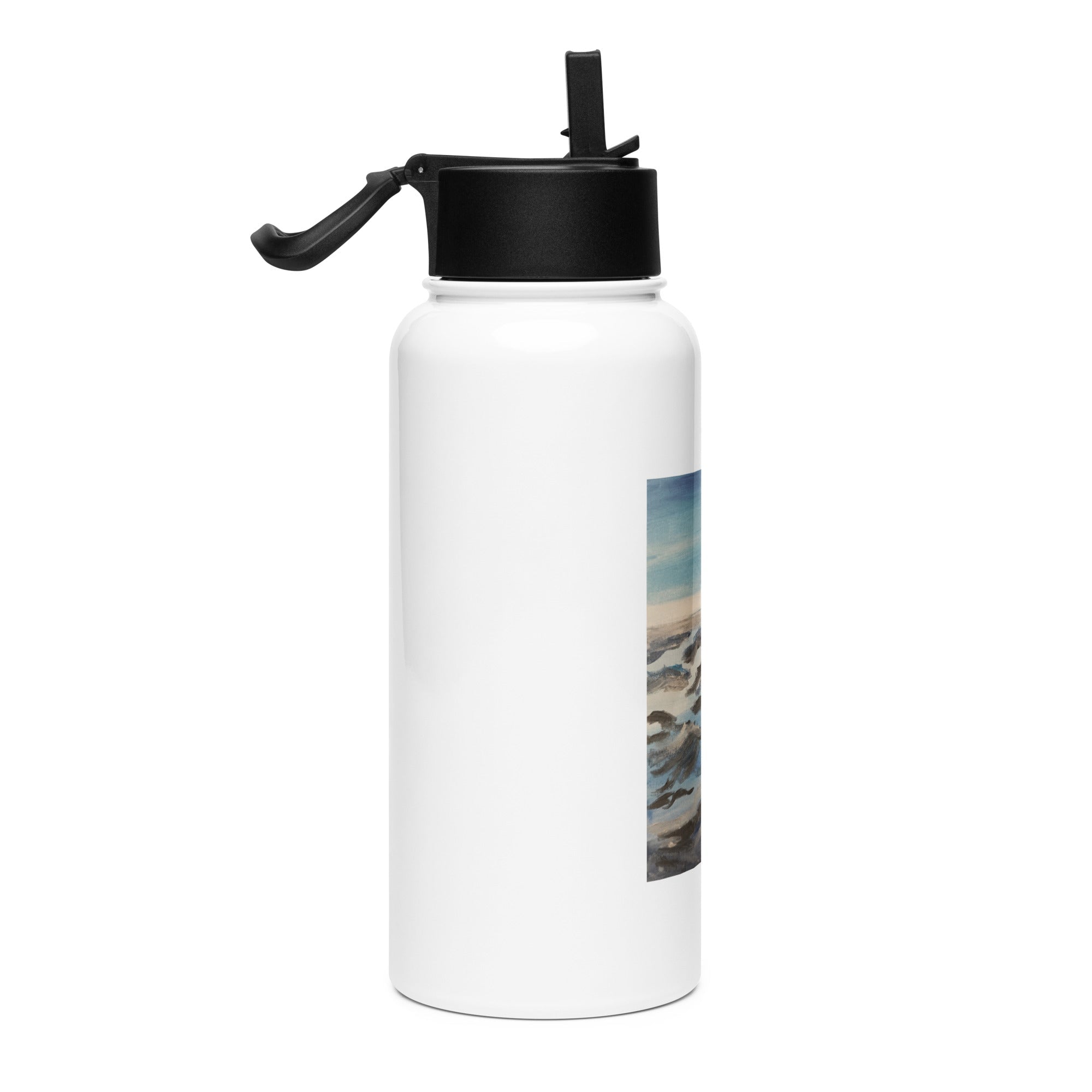 Ocean Waves Water Bottle | 32oz Stainless Steel with Printed Handpainted Art - M.P.Art