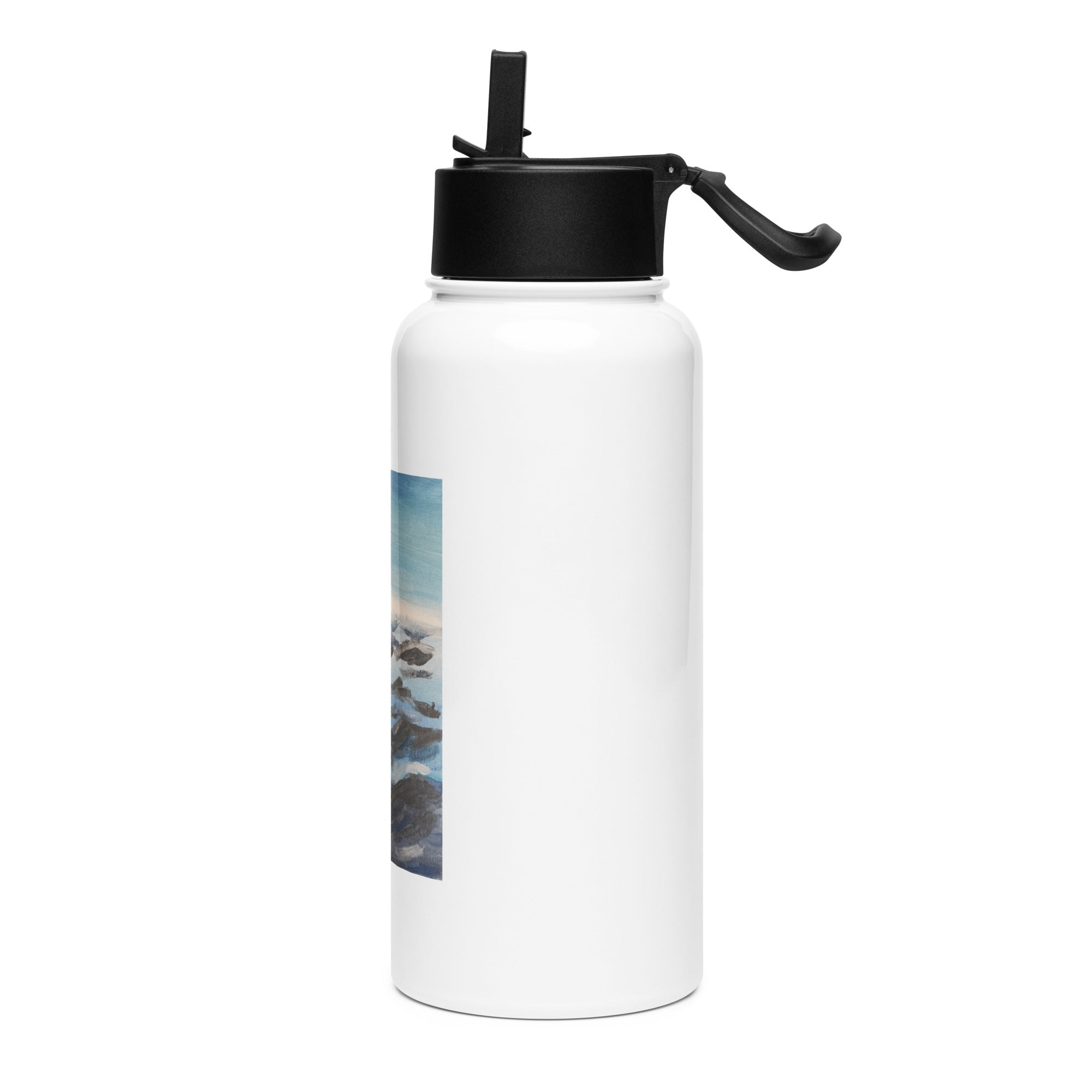 Ocean Waves Water Bottle | 32oz Stainless Steel with Printed Handpainted Art - M.P.Art