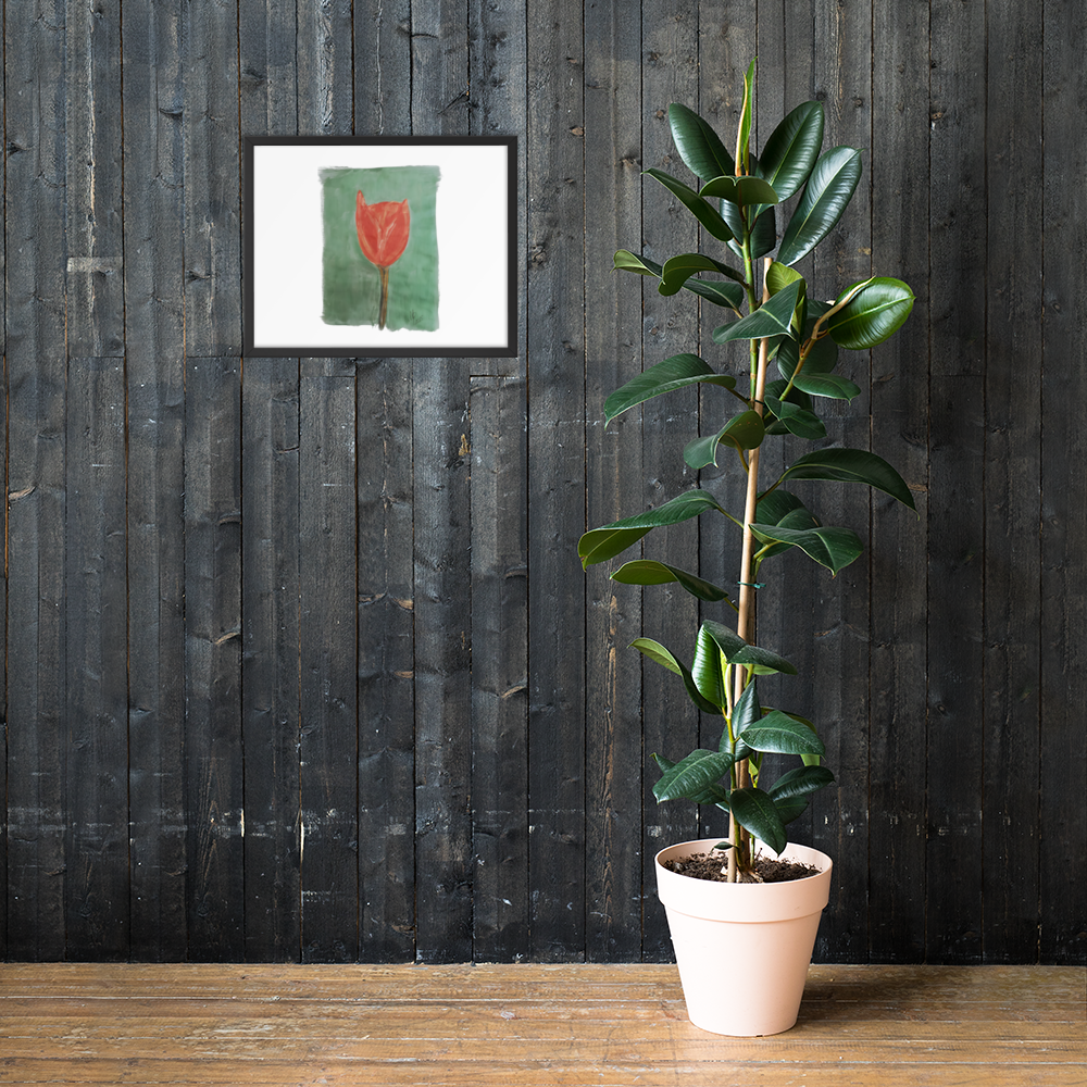 Gerahmtes Poster „Smaragdgrüne Tulpe“ | Schwarzer Rahmen | Fotopapier