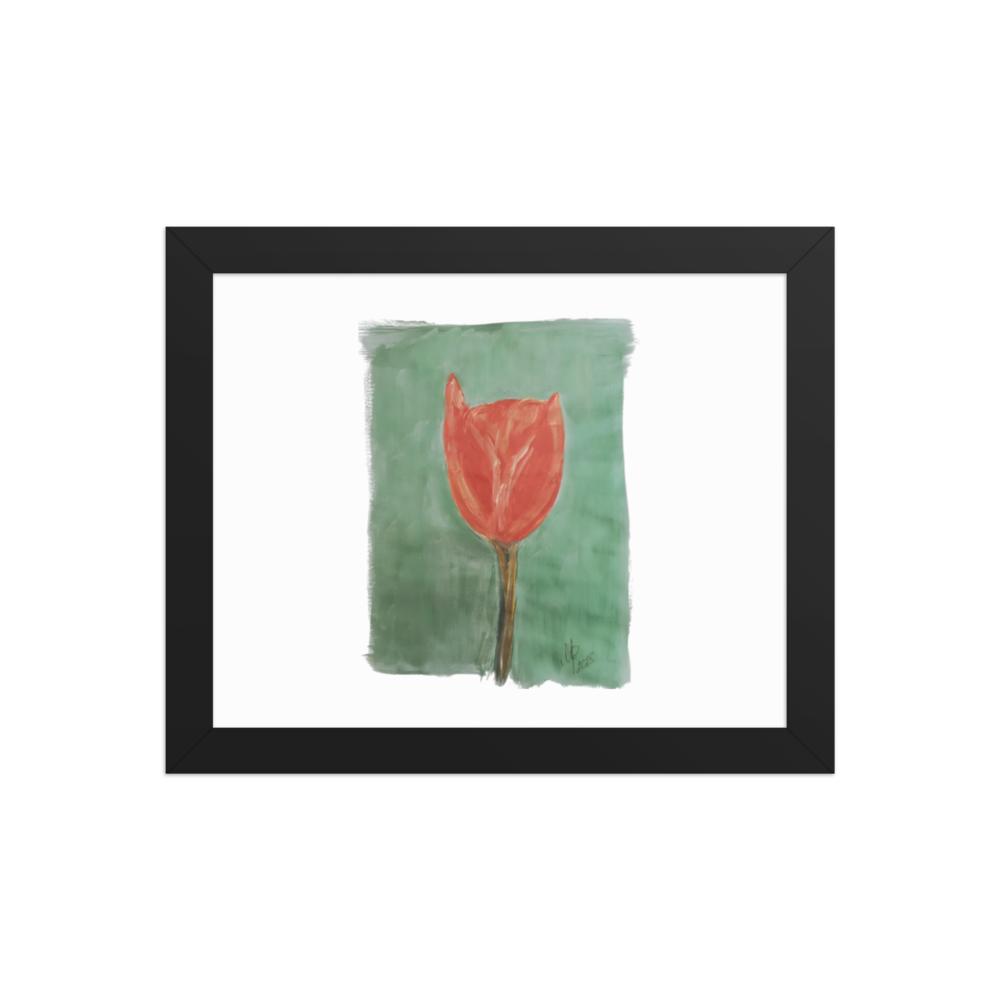 Framed photo paper poster with printed handpainted artwork in black frame 20x25 cm - front detail
