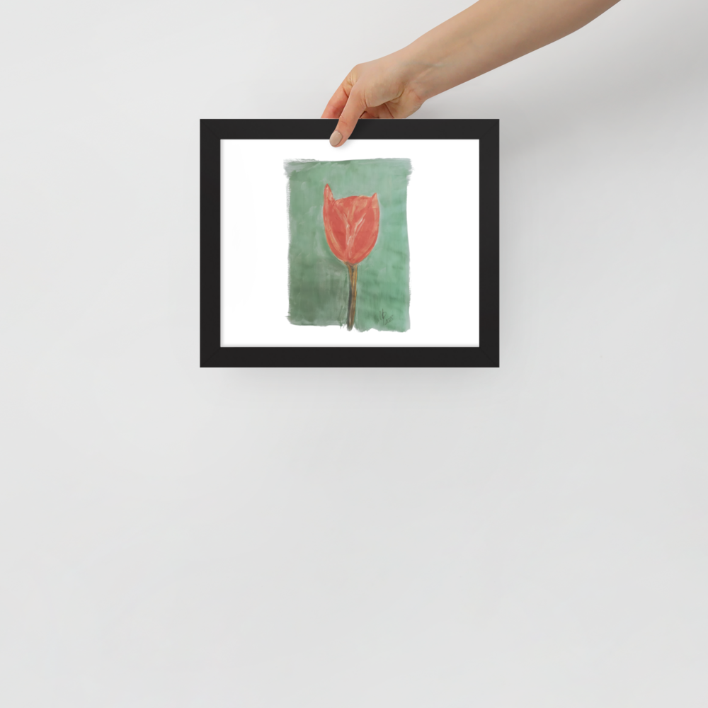 Gerahmtes Poster „Smaragdgrüne Tulpe“ | Schwarzer Rahmen | Fotopapier