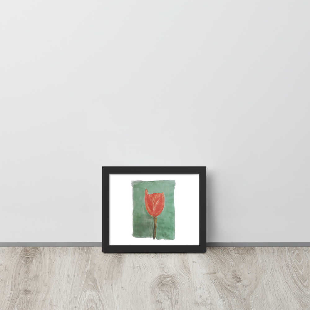 Gerahmtes Poster „Smaragdgrüne Tulpe“ | Schwarzer Rahmen | Fotopapier