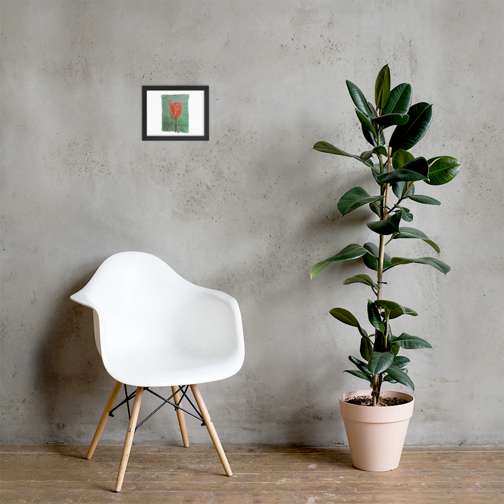 Gerahmtes Poster „Smaragdgrüne Tulpe“ | Schwarzer Rahmen | Fotopapier