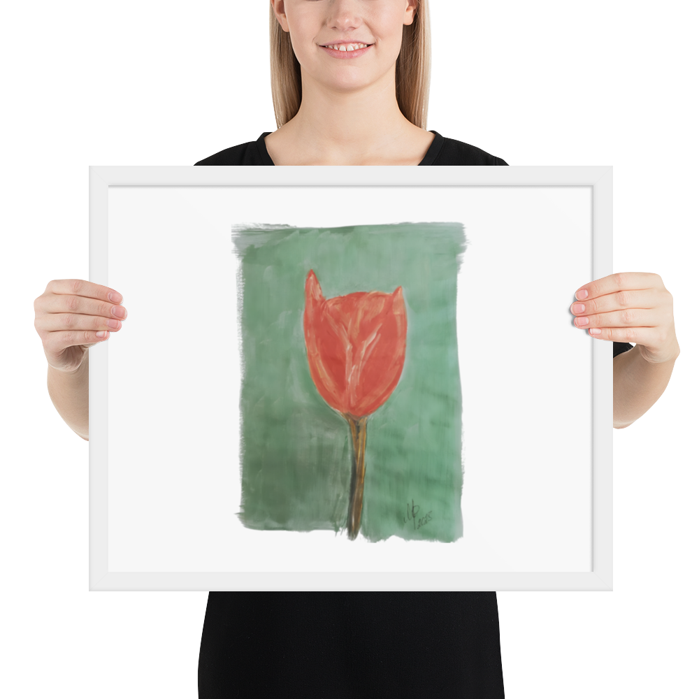 Gerahmtes Poster „Smaragdgrüne Tulpe“ | Schwarzer Rahmen | Fotopapier