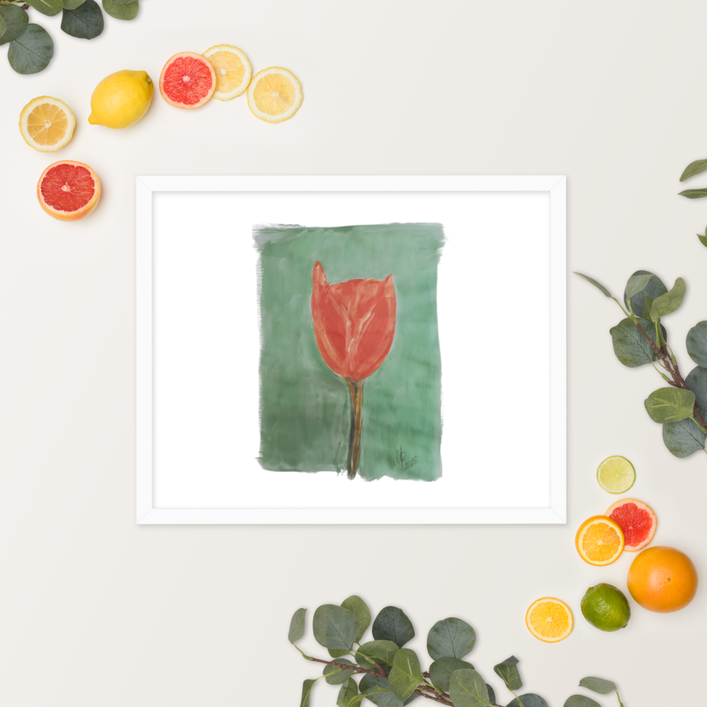 Gerahmtes Poster „Smaragdgrüne Tulpe“ | Schwarzer Rahmen | Fotopapier