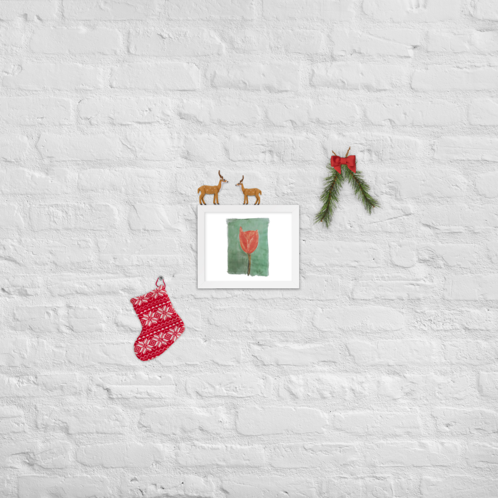 Gerahmtes Poster „Smaragdgrüne Tulpe“ | Schwarzer Rahmen | Fotopapier