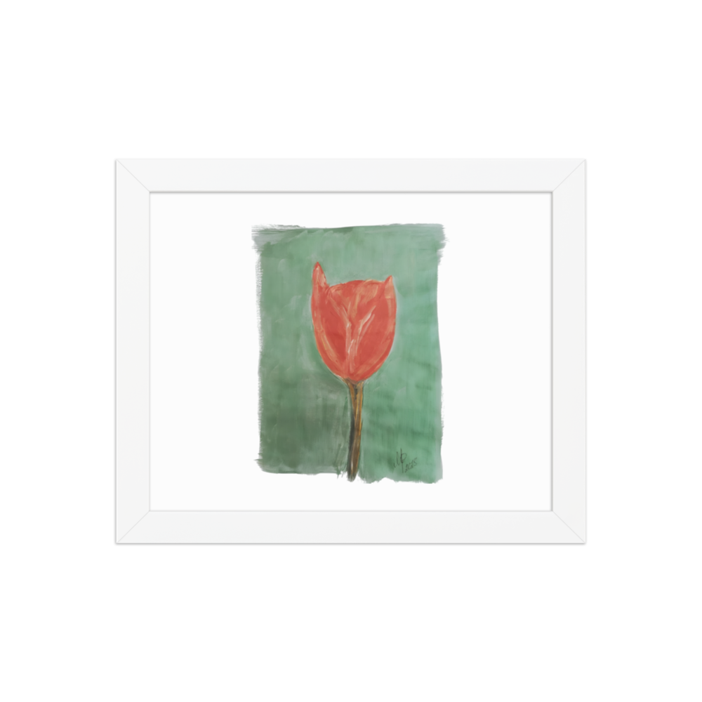 Gerahmtes Poster „Smaragdgrüne Tulpe“ | Schwarzer Rahmen | Fotopapier