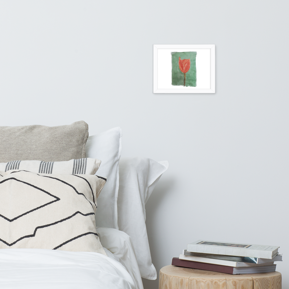 Gerahmtes Poster „Smaragdgrüne Tulpe“ | Schwarzer Rahmen | Fotopapier