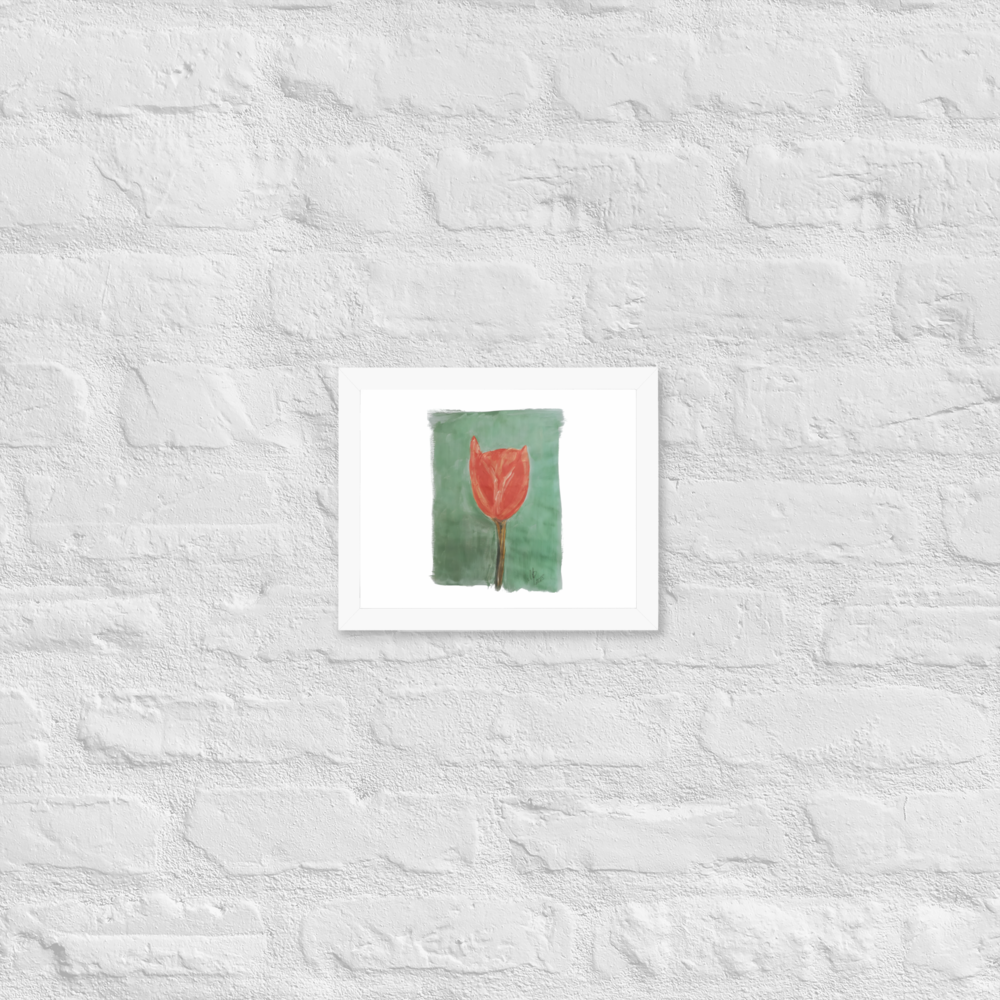 Gerahmtes Poster „Smaragdgrüne Tulpe“ | Schwarzer Rahmen | Fotopapier