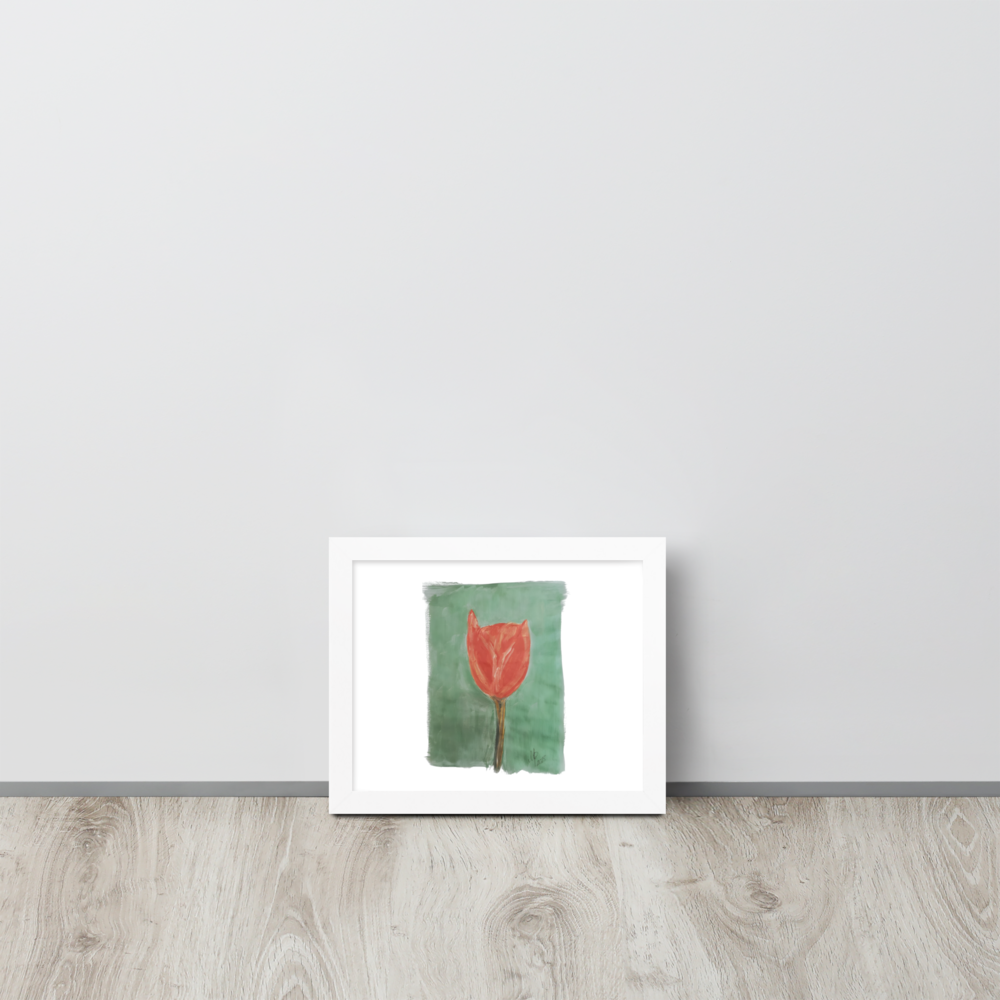 Gerahmtes Poster „Smaragdgrüne Tulpe“ | Schwarzer Rahmen | Fotopapier