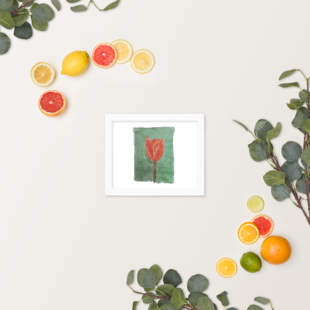 Gerahmtes Poster „Smaragdgrüne Tulpe“ | Schwarzer Rahmen | Fotopapier