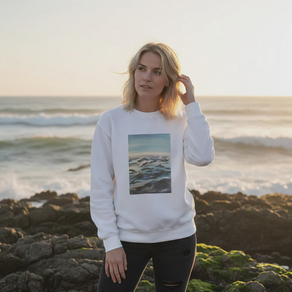 Premium-Sweatshirt „Küstenruhe“ | Unisex-Druck, handbemalt