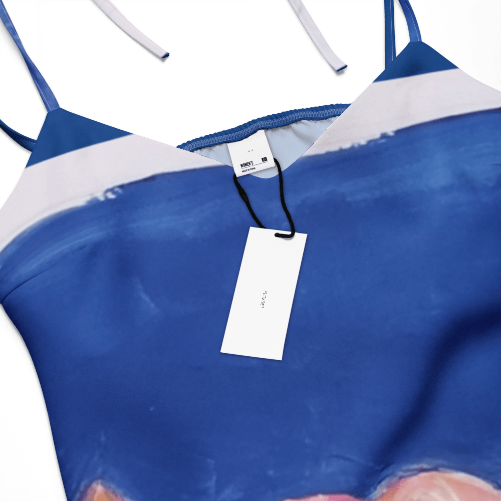 Sapphire Bloom | Tie - Strap Midi Dress - M.P.Art