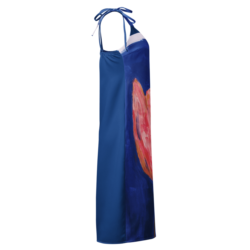 Sapphire Bloom | Tie - Strap Midi Dress - M.P.Art