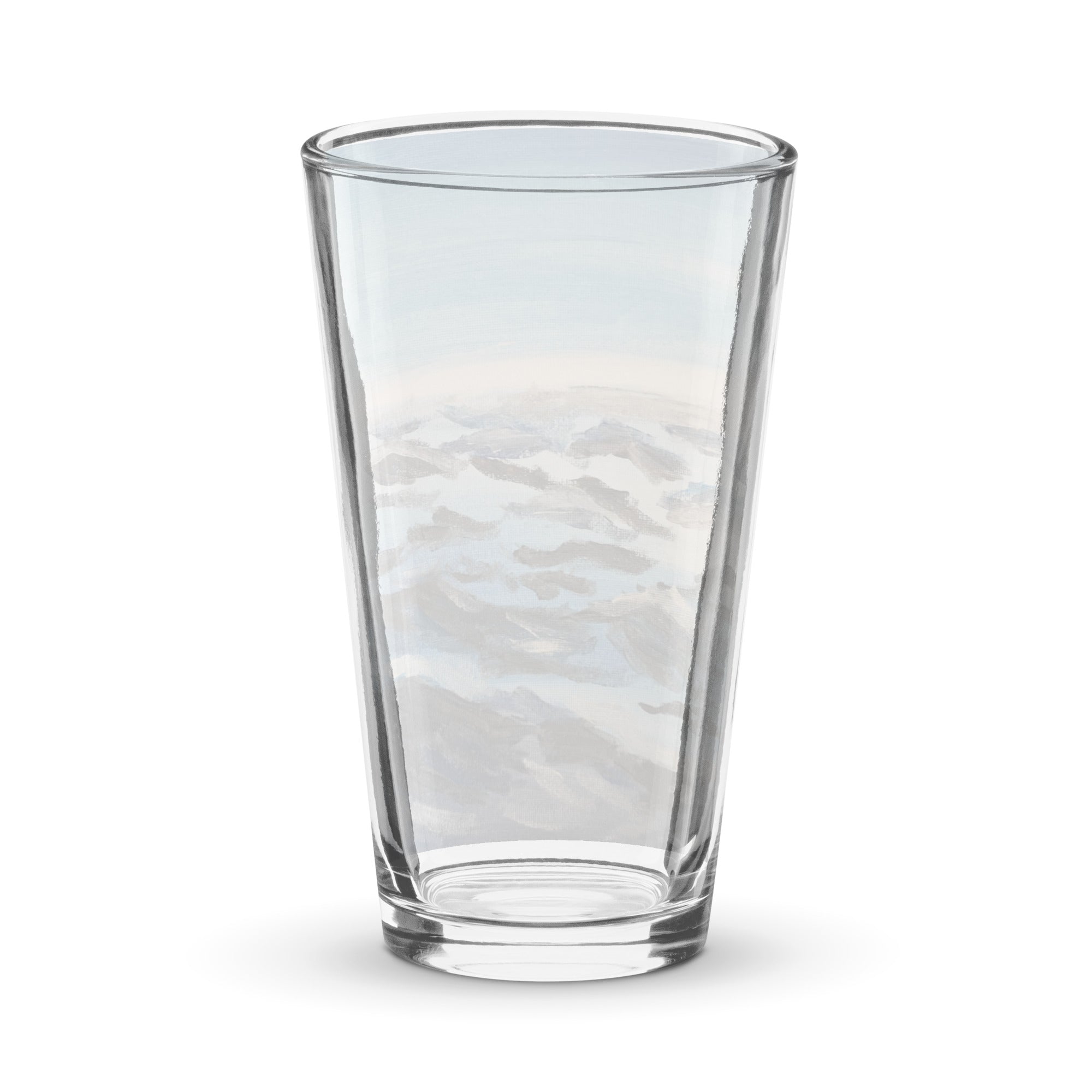 Shaker pint glass 16 oz with printed handpainted artwork back view
