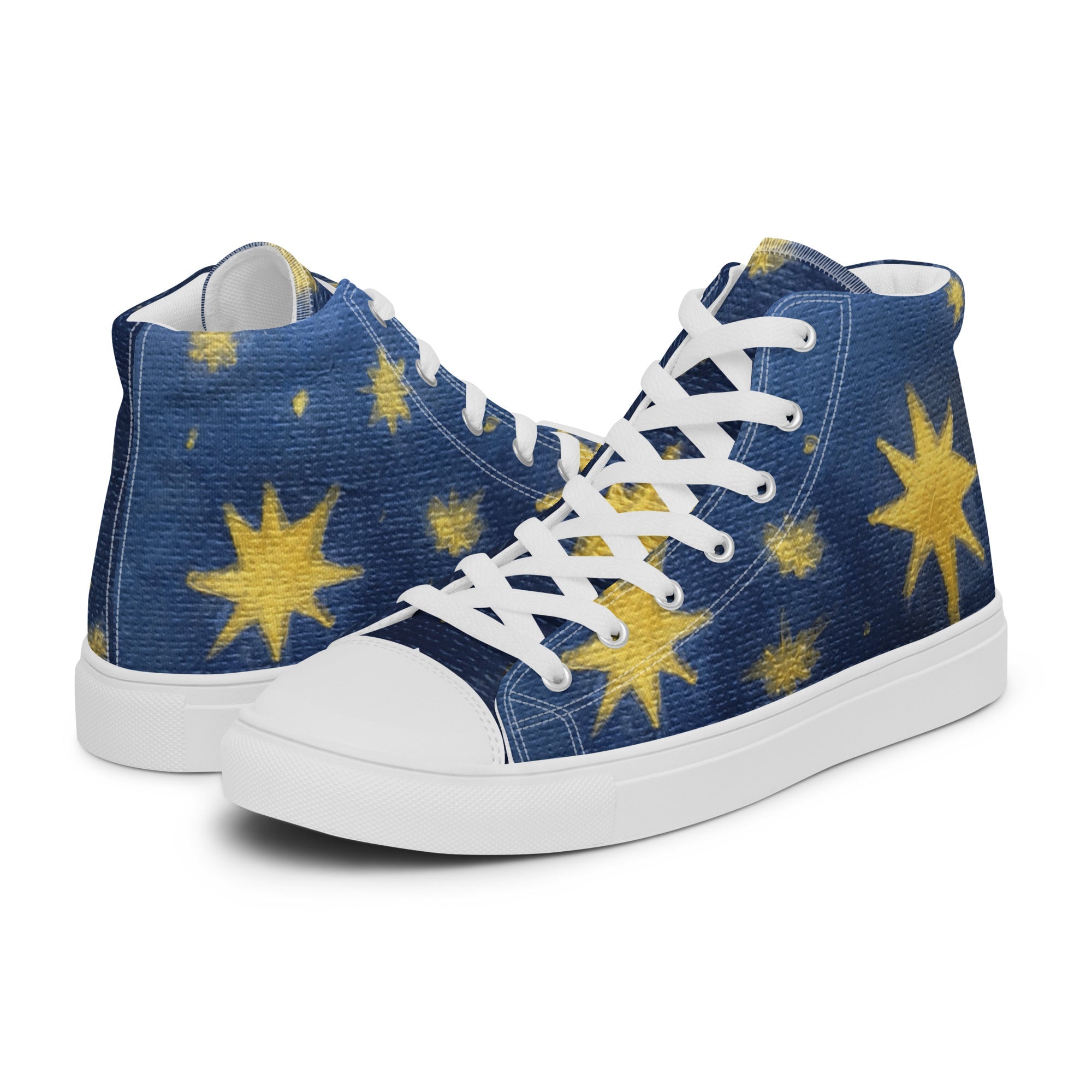 Starry Night High Top Canvas Shoes | Women's Printed Handpainted Art - M.P.Art