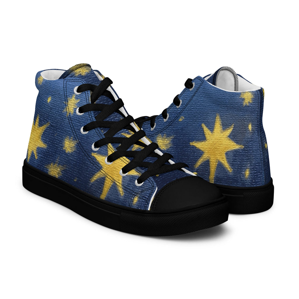 Starry Night High Top Canvas Shoes | Women's Printed Handpainted Art - M.P.Art