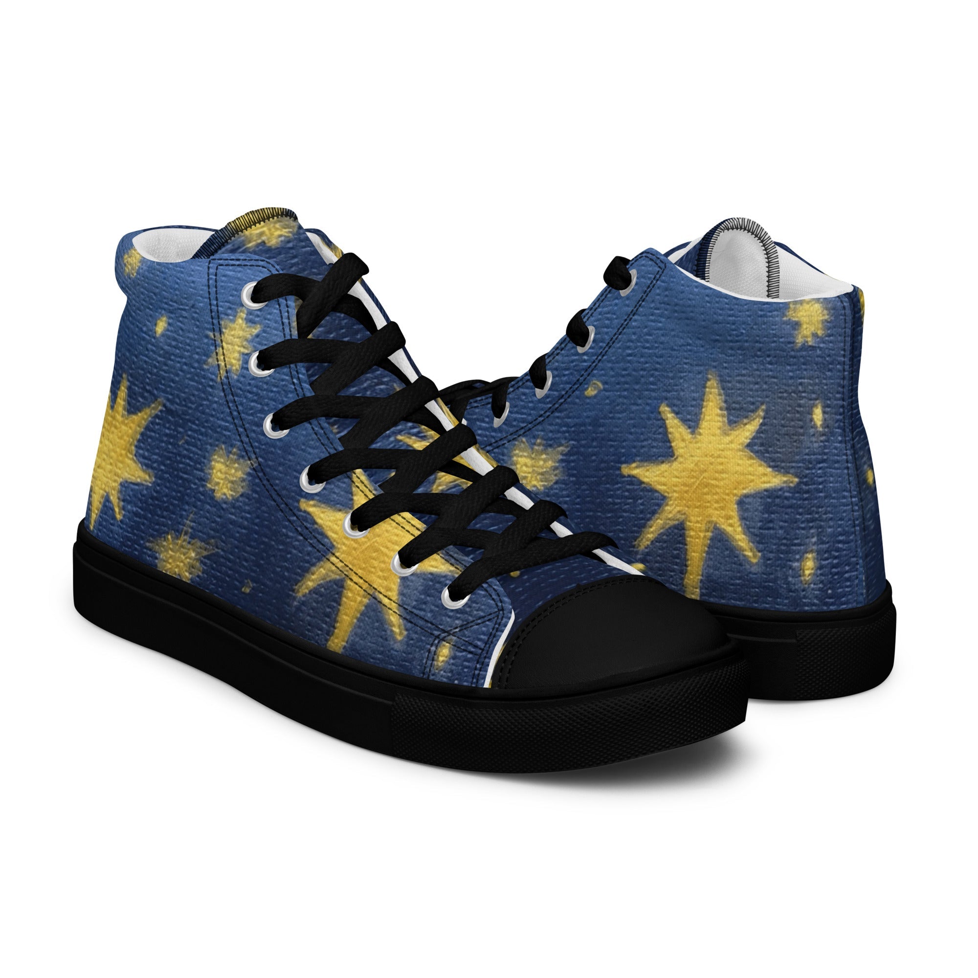 Starry Night High Top Canvas Shoes | Women's Printed Handpainted Art - M.P.Art