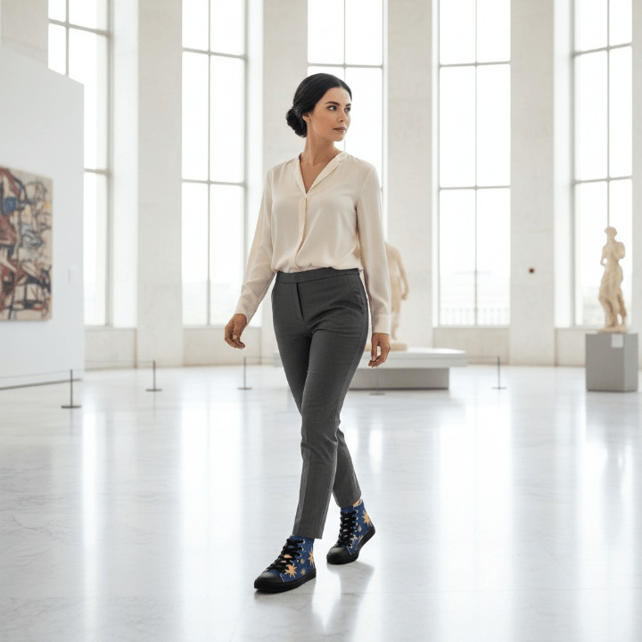 Starry Night High Top Canvas Shoes | Women's Printed Handpainted Art - M.P.Art