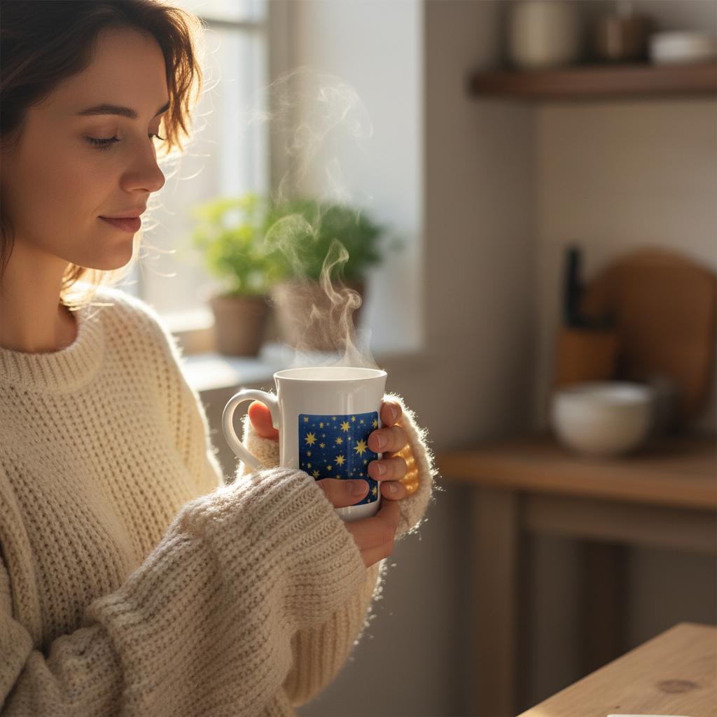 Starry Night Slim Mug | 10oz Porcelain with Handpainted Art - M.P.Art