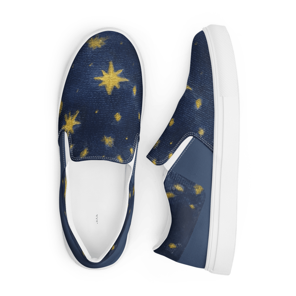 Starry Night Slip - On Canvas Shoes | Women's Handpainted Art - M.P.Art