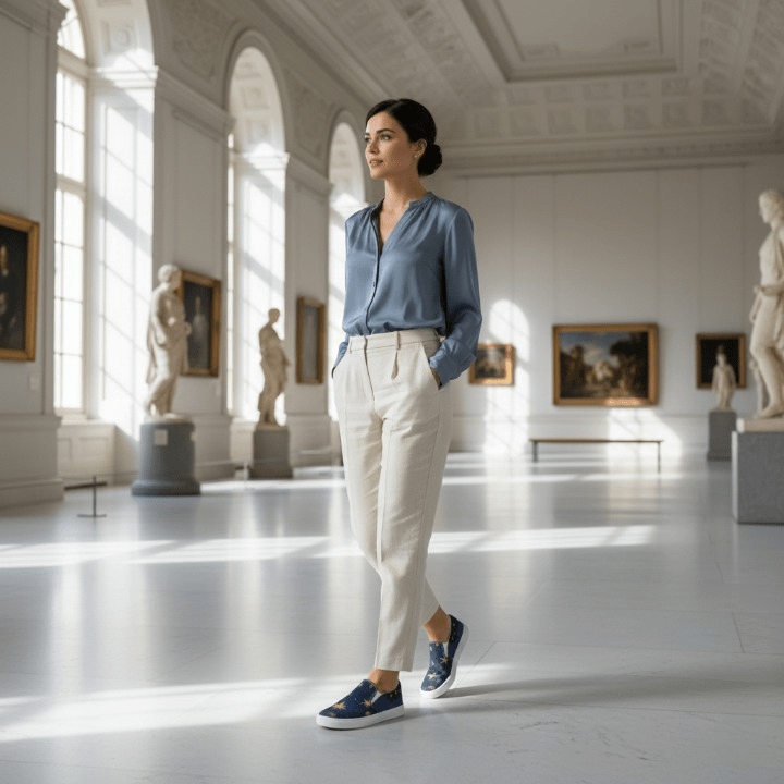 Starry Night Slip - On Canvas Shoes | Women's Handpainted Art - M.P.Art