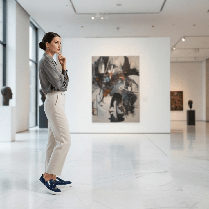 Starry Night Slip - On Canvas Shoes | Women's Handpainted Art - M.P.Art