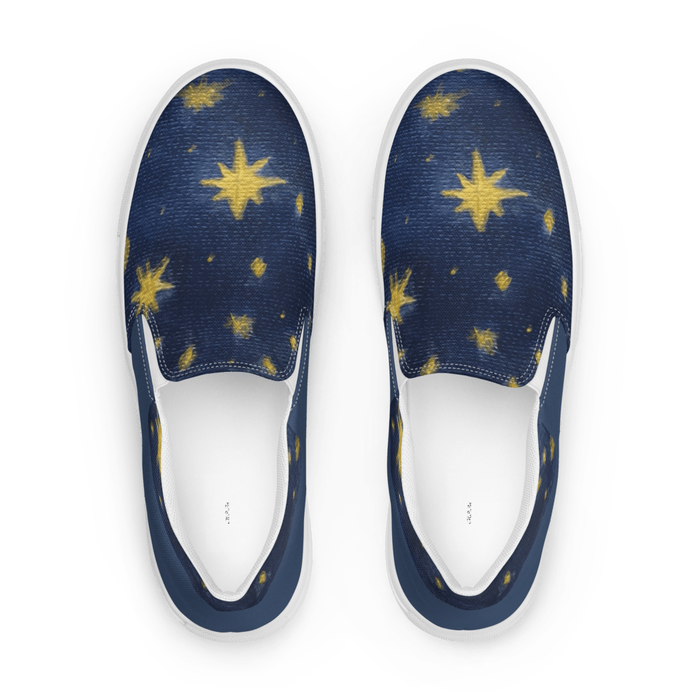 Starry Night Slip - On Canvas Shoes | Women's Handpainted Art - M.P.Art