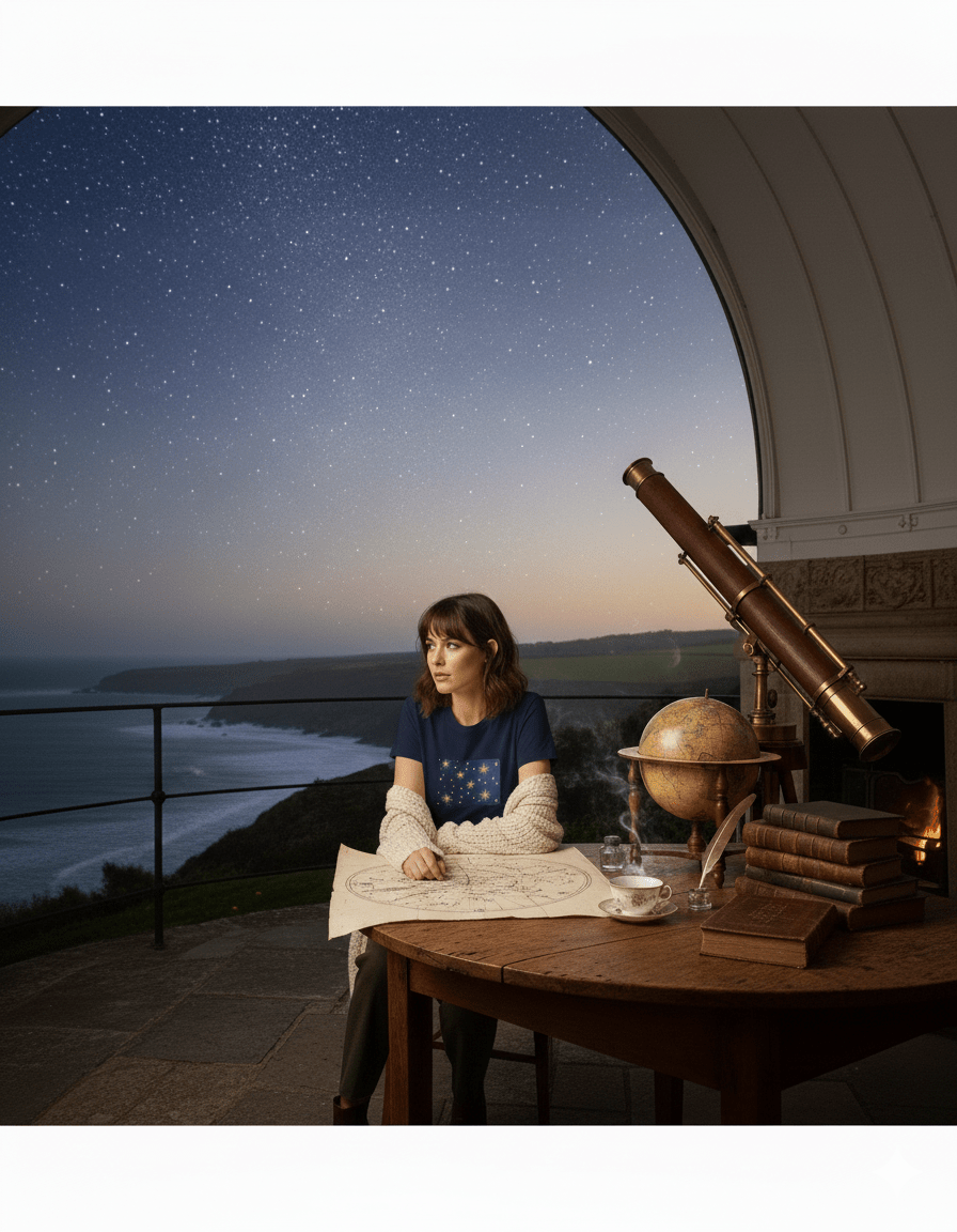 Starry Night Women's Relaxed Tee | Printed Handpainted Art - M.P.Art