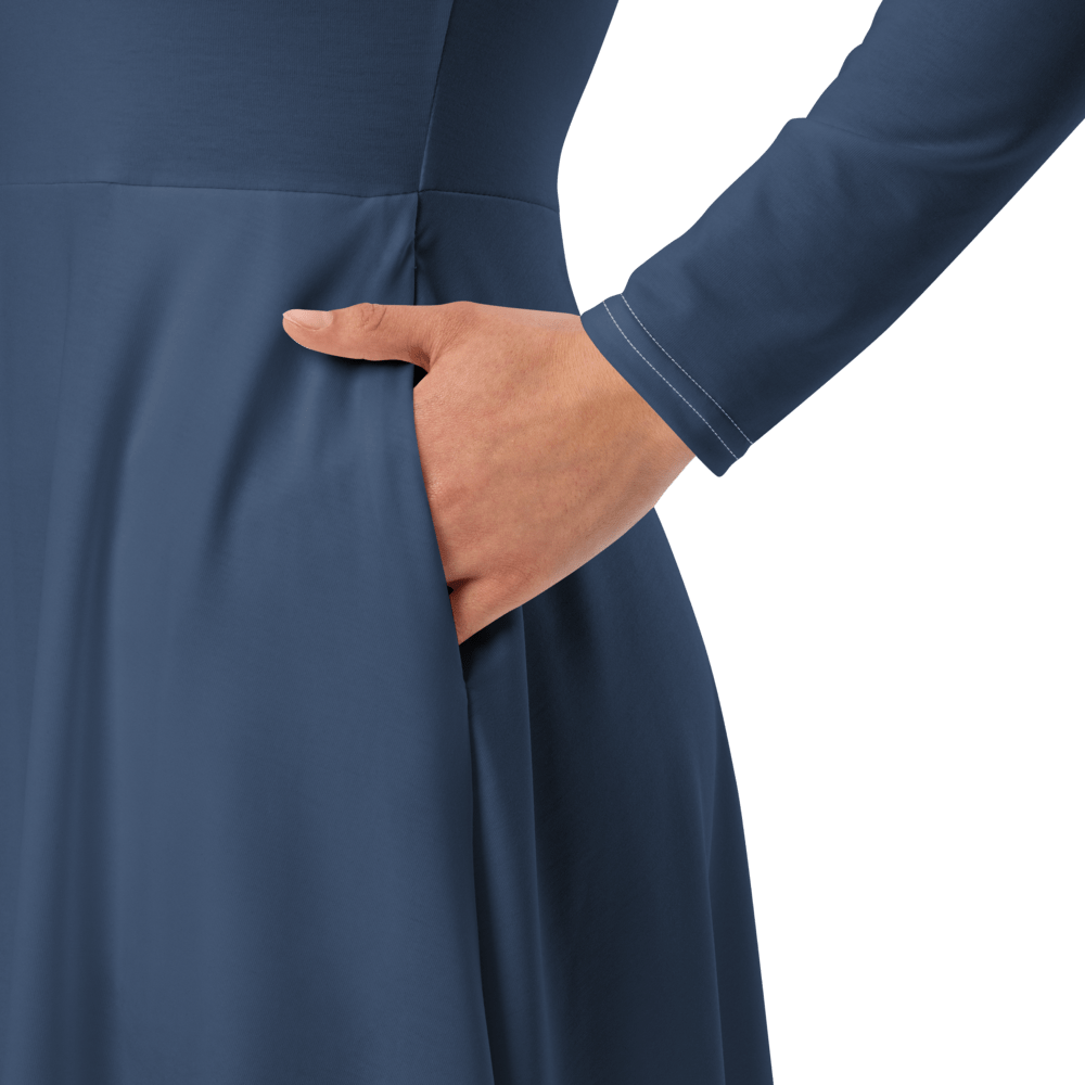 Turner - Inspired Sunset Long Sleeve Midi Dress | Printed Handpainted Art - M.P.Art