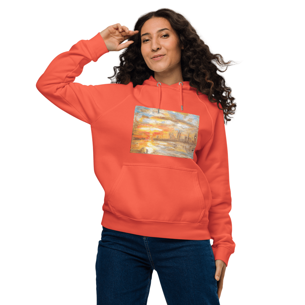 Turner Inspired Westminster Sunset Eco Raglan Hoodie | Unisex with Printed Handpainted Art - M.P.Art