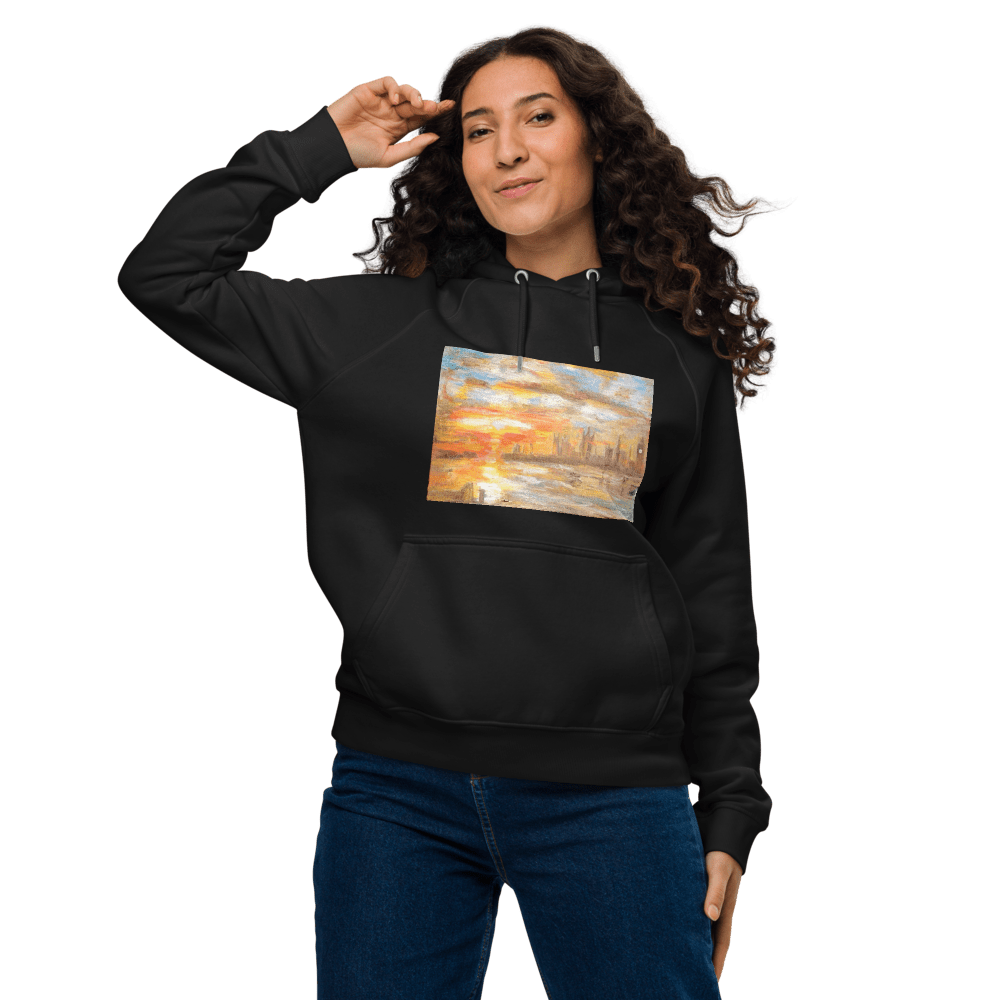 Turner Inspired Westminster Sunset Eco Raglan Hoodie | Unisex with Printed Handpainted Art - M.P.Art