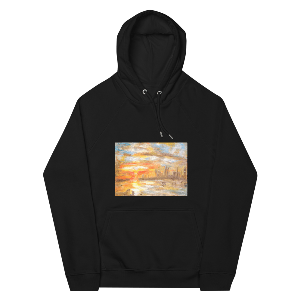Turner Inspired Westminster Sunset Eco Raglan Hoodie | Unisex with Printed Handpainted Art - M.P.Art