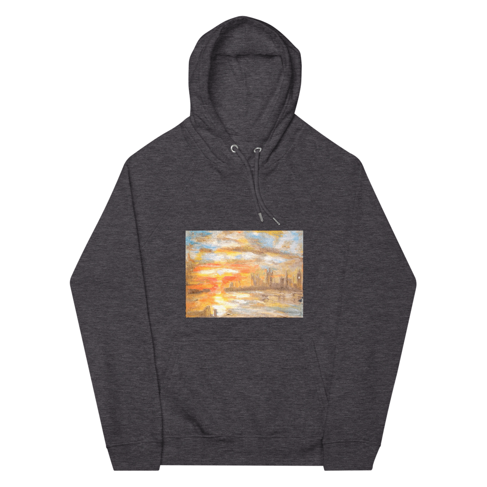 Turner Inspired Westminster Sunset Eco Raglan Hoodie | Unisex with Printed Handpainted Art - M.P.Art