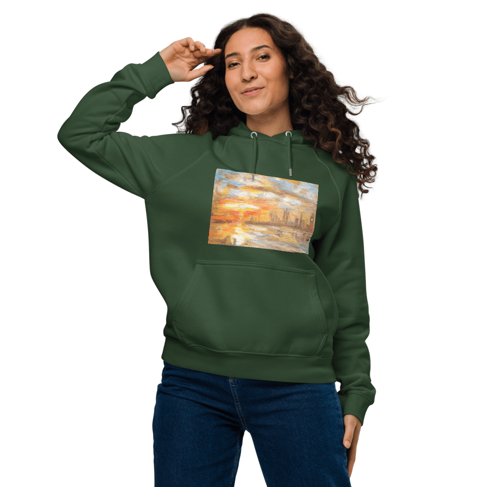 Turner Inspired Westminster Sunset Eco Raglan Hoodie | Unisex with Printed Handpainted Art - M.P.Art