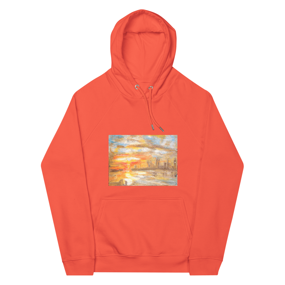 Turner Inspired Westminster Sunset Eco Raglan Hoodie | Unisex with Printed Handpainted Art - M.P.Art