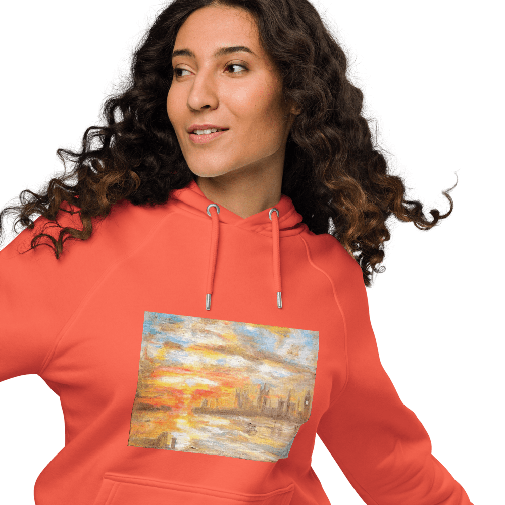 Turner Inspired Westminster Sunset Eco Raglan Hoodie | Unisex with Printed Handpainted Art - M.P.Art