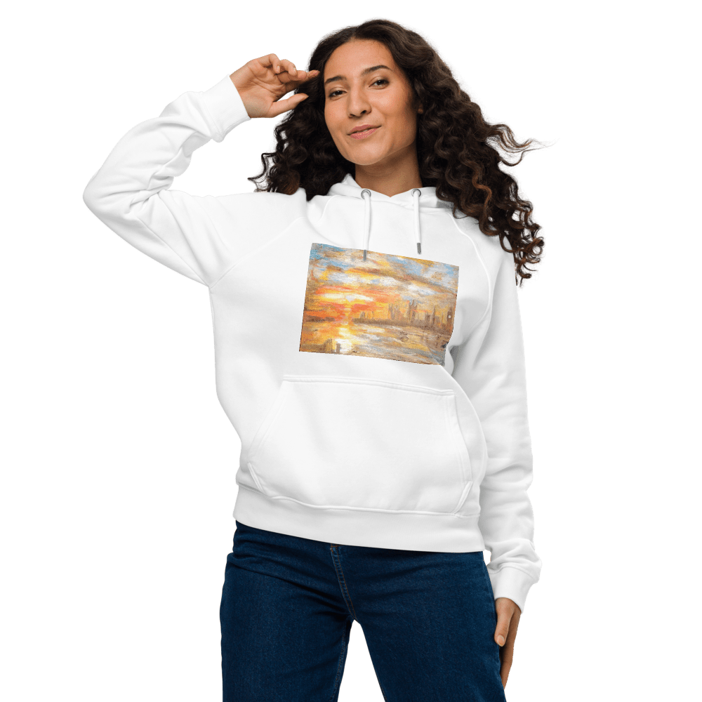 Turner Inspired Westminster Sunset Eco Raglan Hoodie | Unisex with Printed Handpainted Art - M.P.Art
