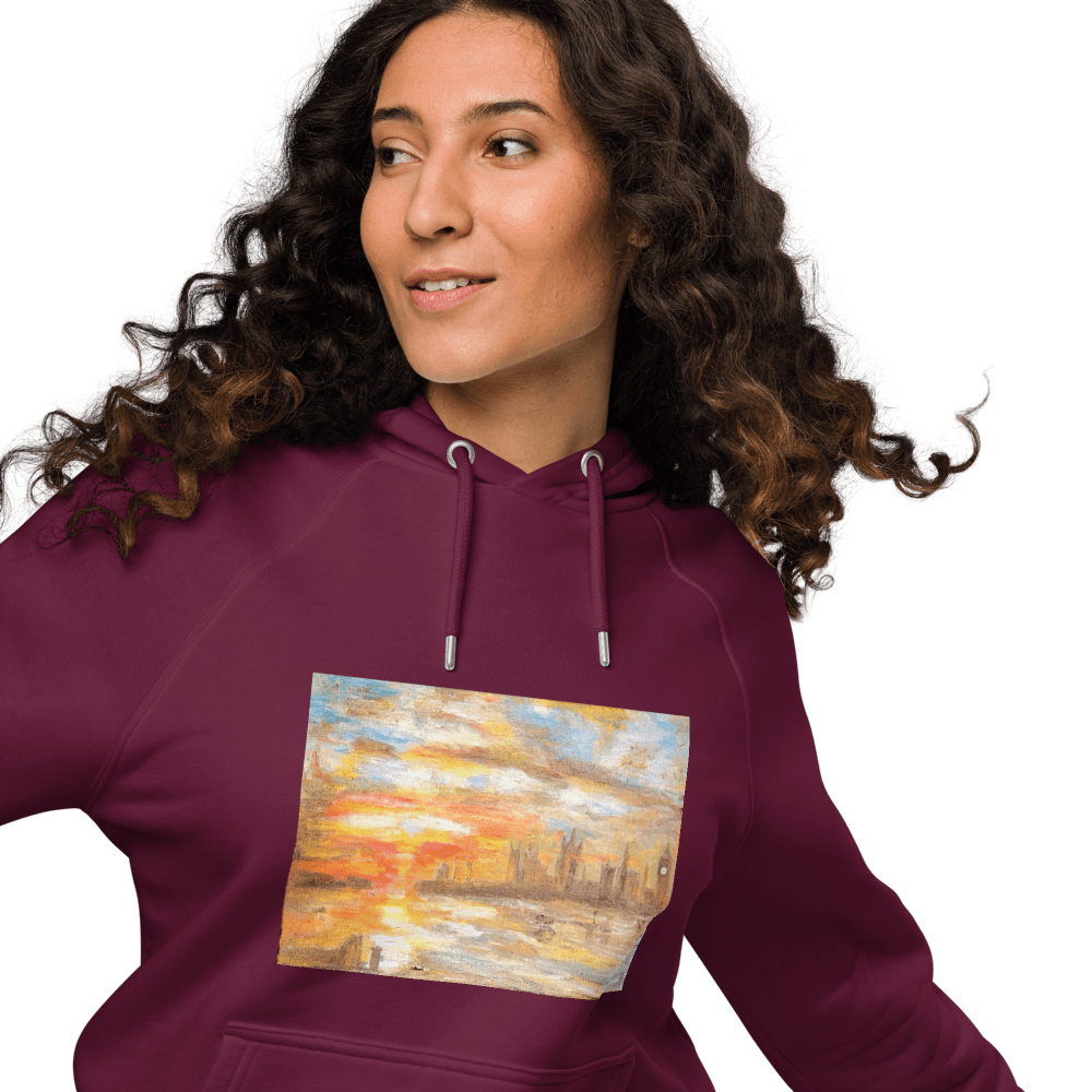 Turner Inspired Westminster Sunset Eco Raglan Hoodie | Unisex with Printed Handpainted Art - M.P.Art