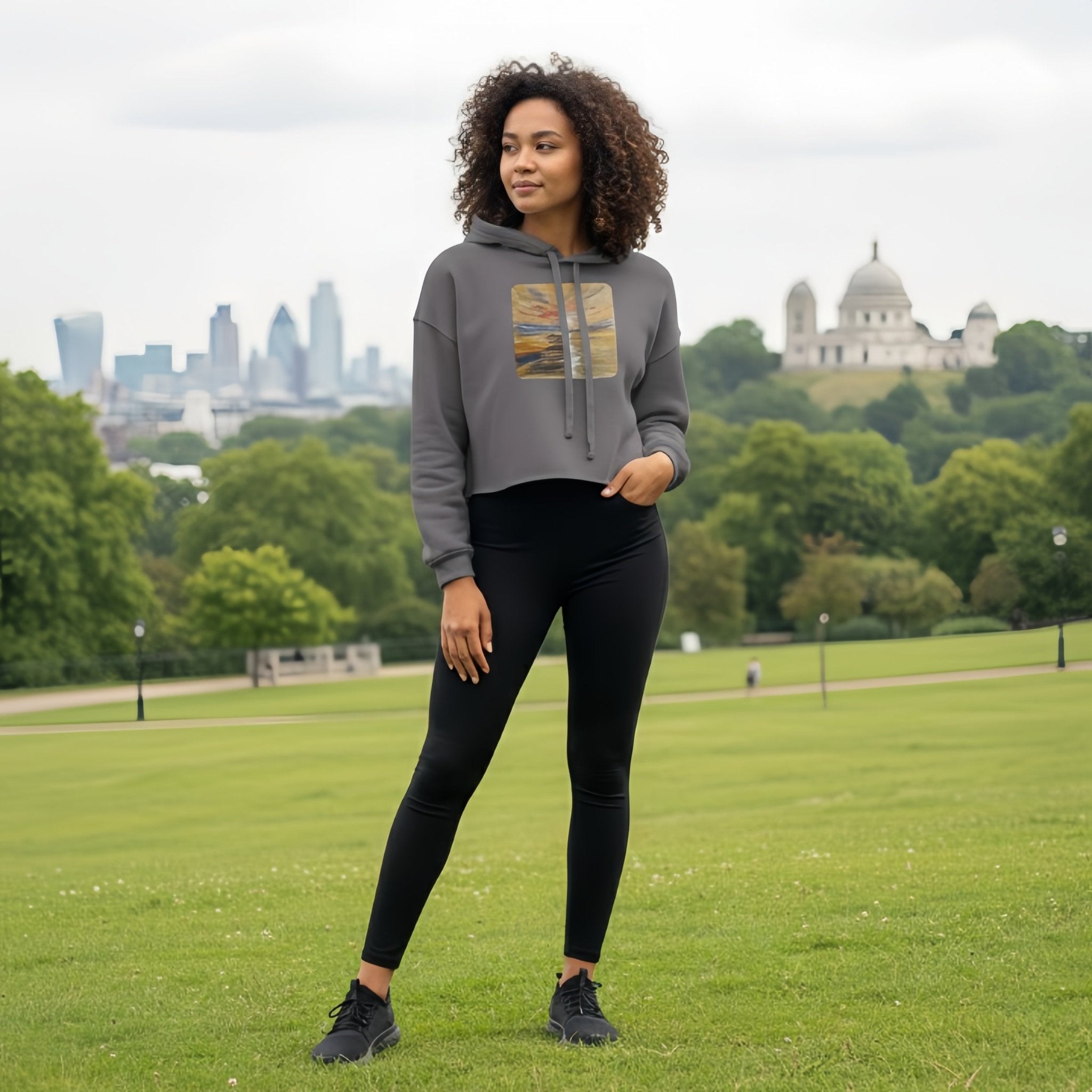 Urban Canvas Crop Hoodie | Printed Handpainted Artwork - M.P.Art