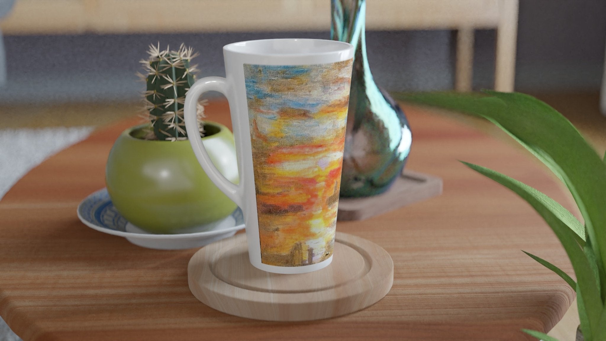 Westminster Sunset Latte Mug | 17oz Ceramic with Turner - Inspired Art - M.P.Art