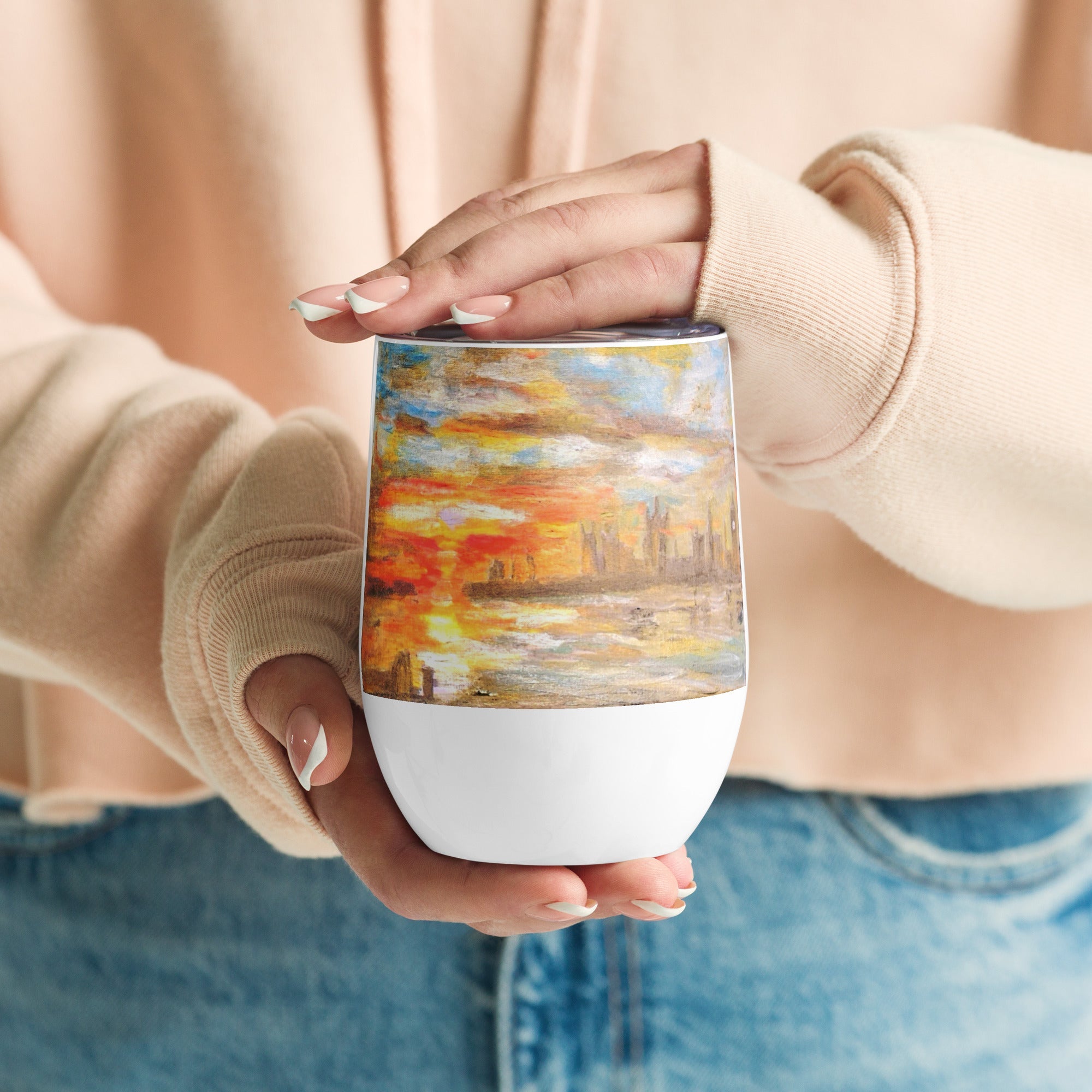 Westminster Sunset Wine Tumbler | 12oz with Turner - Inspired Art - M.P.Art