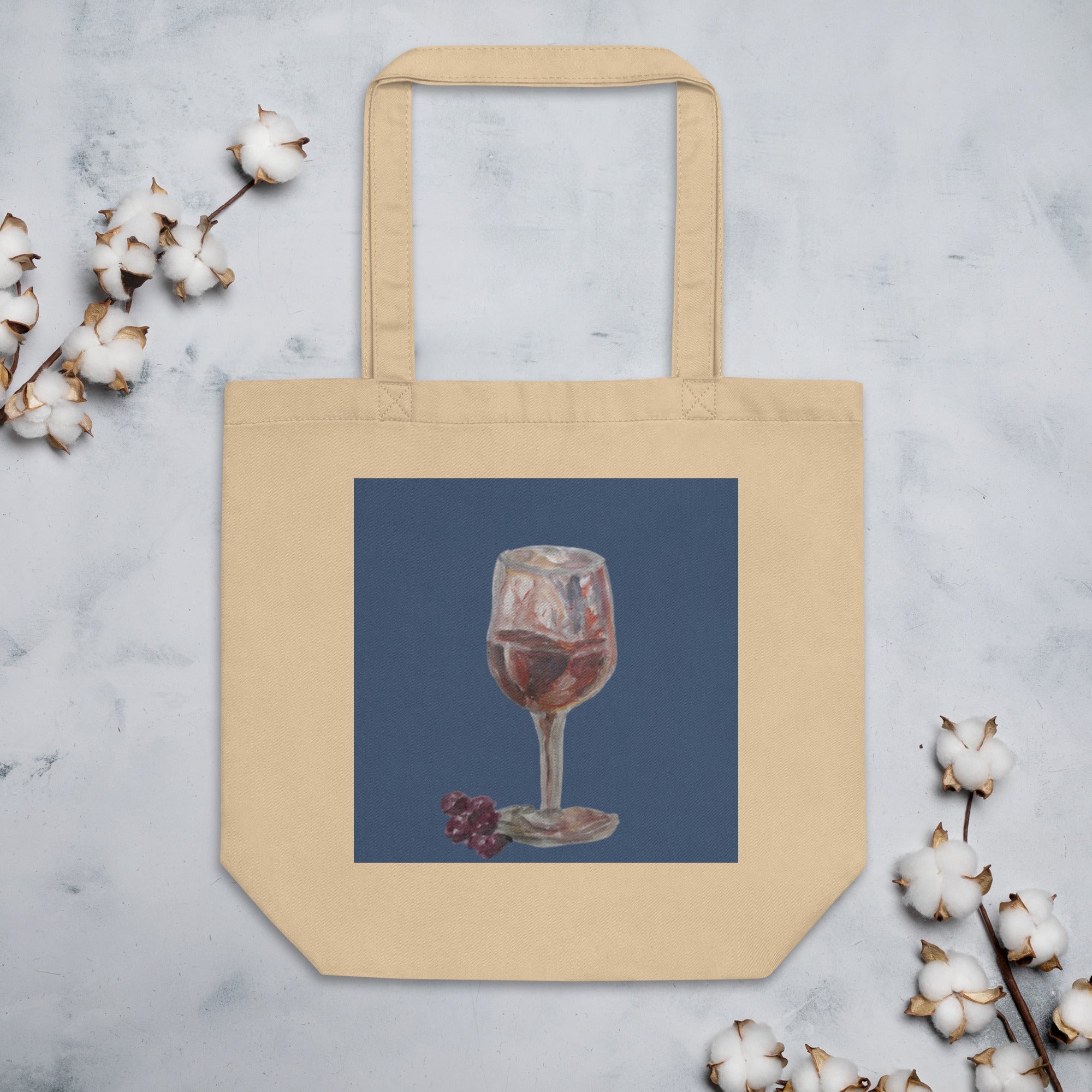 Wine & Dine Eco Tote | Organic Cotton with Printed Handpainted Art - M.P.Art