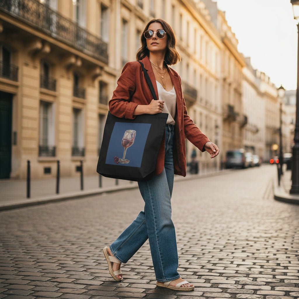 Wine & Dine Eco Tote | Organic Cotton with Printed Handpainted Art - M.P.Art