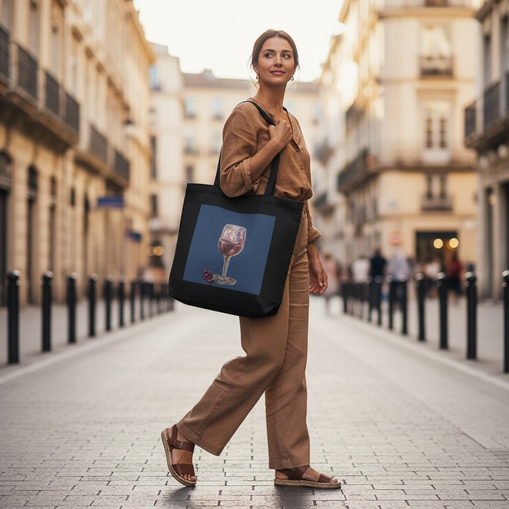 Wine & Dine Eco Tote | Organic Cotton with Printed Handpainted Art - M.P.Art