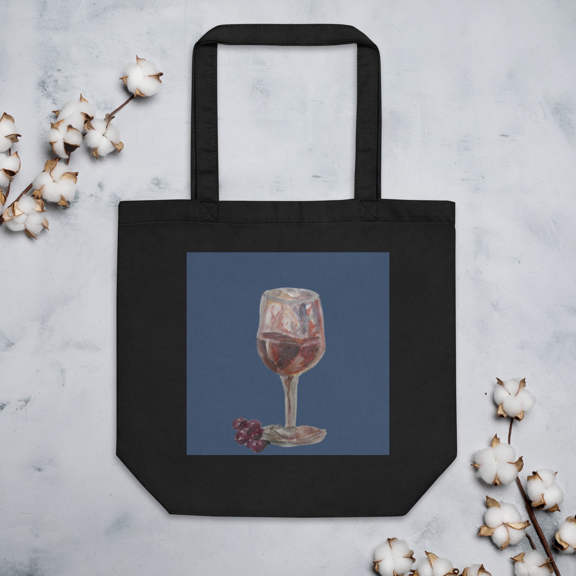 Wine & Dine Eco Tote | Organic Cotton with Printed Handpainted Art - M.P.Art